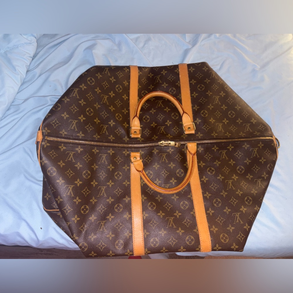 Louis Vuitton Keepall 50 Monogram Brown and Tan Duffel Bag with Monogram